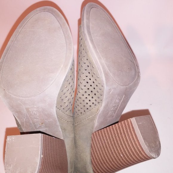 Brash Womens Shoes size 7 Faux Suede Booties Olive Green Open Tie Side Zip All M - Picture 12 of 14